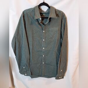Eddie Bauer Men's Green Cotton Plaid Button Down Shirt - XXL